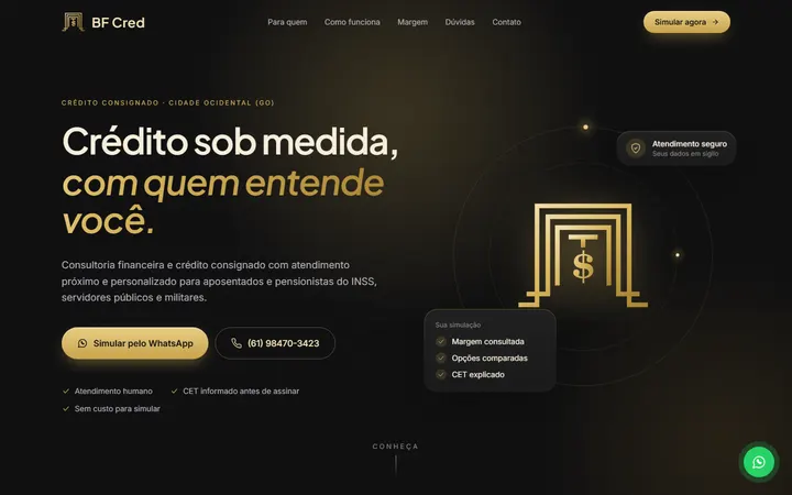Site da BF Cred: crédito sob medida, com quem entende você.