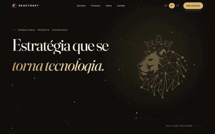 Site da Reactdapt: estratégia que se torna tecnologia.